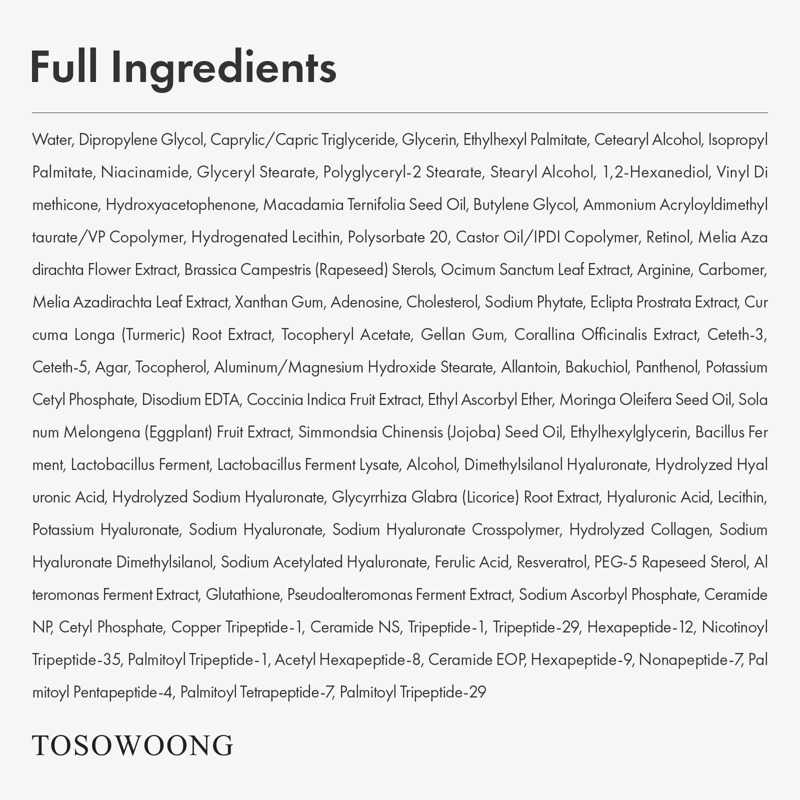 TOSOWOONG Bakuchiol-Retinol firming visual emphasizing nighttime rejuvenation potential