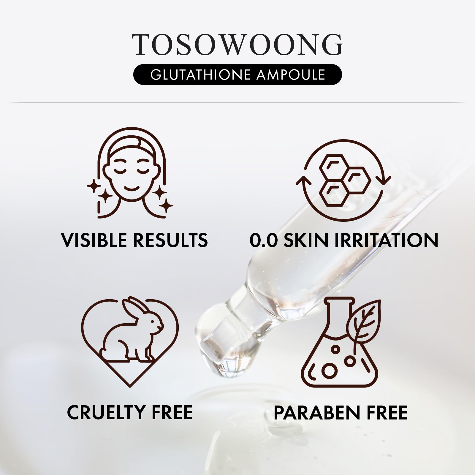 TOSOWOONG Glutathione Serum applied near dark spots for even tone potential.