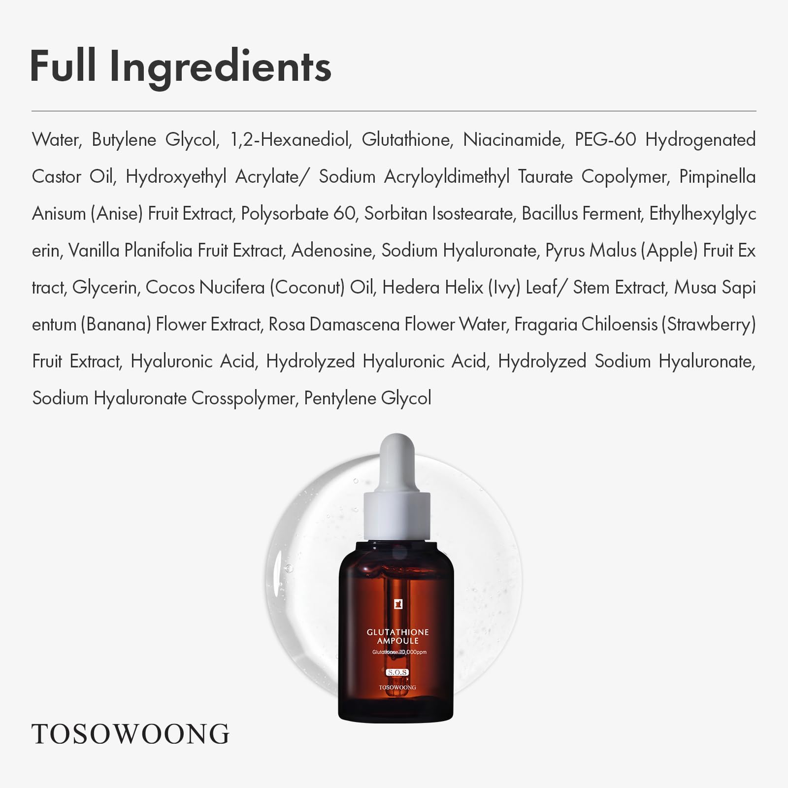 TOSOWOONG Glutathione Serum in skincare routine for revitalized complexion.