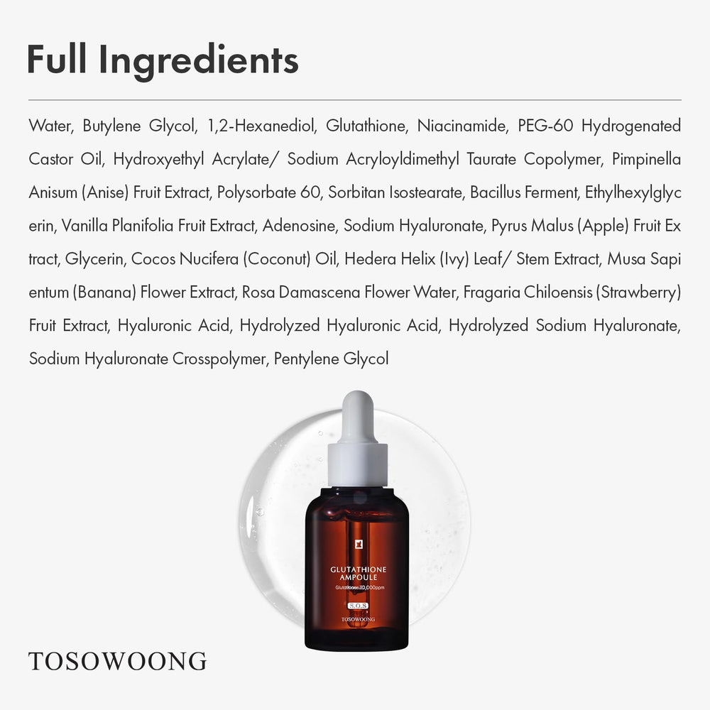 TOSOWOONG Glutathione Serum in skincare routine for revitalized complexion.