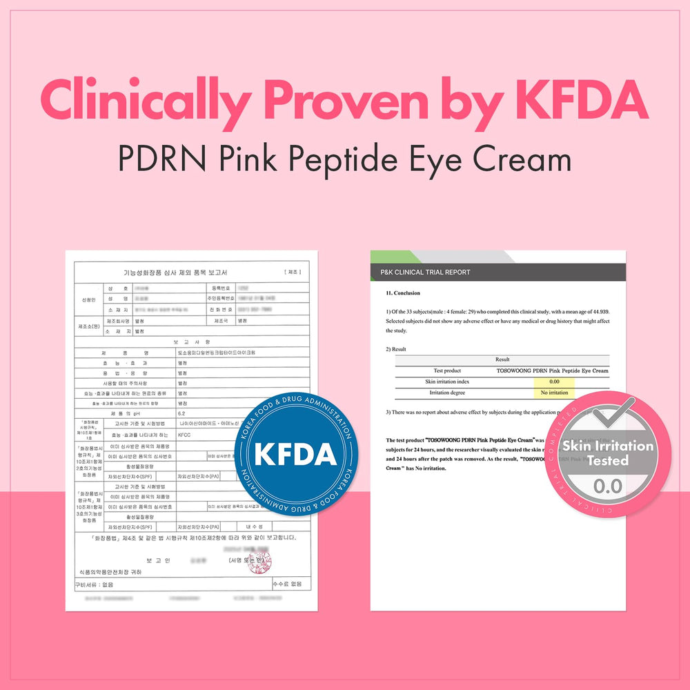 Packaging box of TOSOWOONG PDRN Pink Peptide Eye Cream emphasizing premium Korean skincare