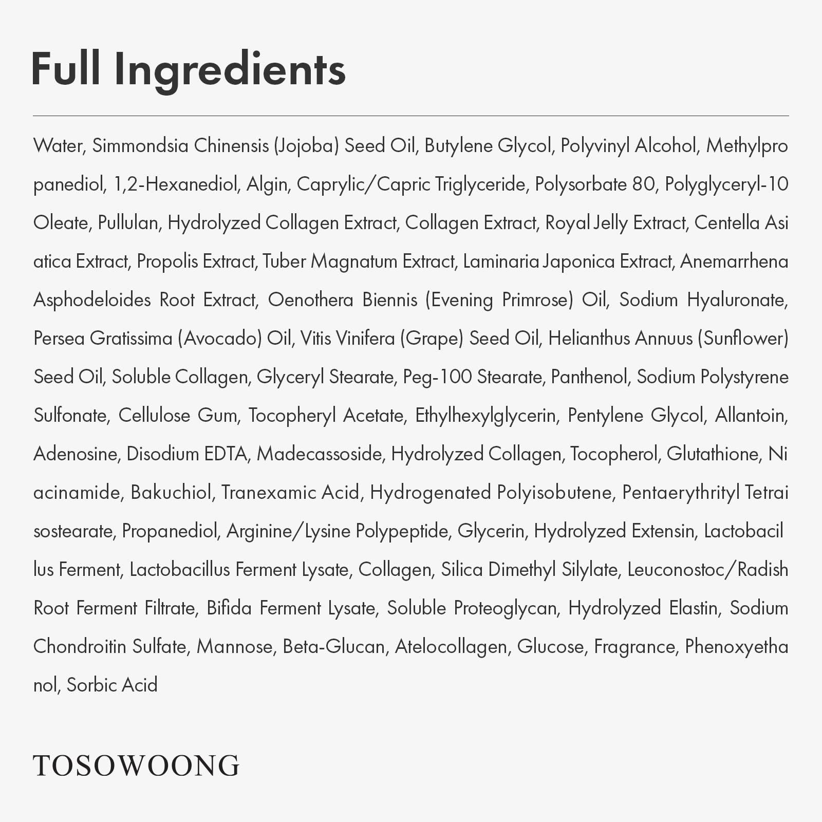 TOSOWOONG Real Collagen Glass-skin close-up after rinse.