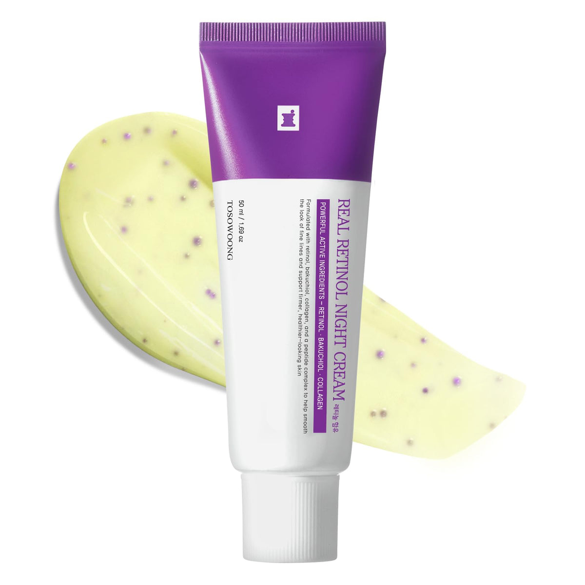 TOSOWOONG Real Retinol Night Cream bottle with advanced anti-aging formula for firmer skin