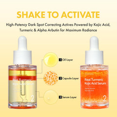 Tosowoong serum ingredients graphics show kojic and turmeric synergy for clarity
