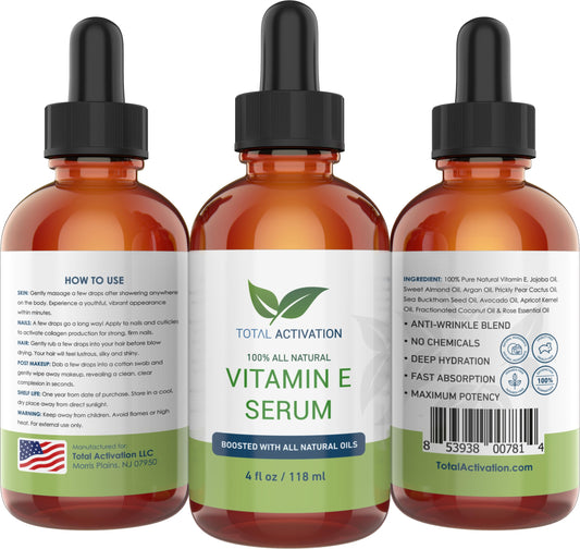 Dropper close-up of Total Activation Vitamin E Serum for precise application