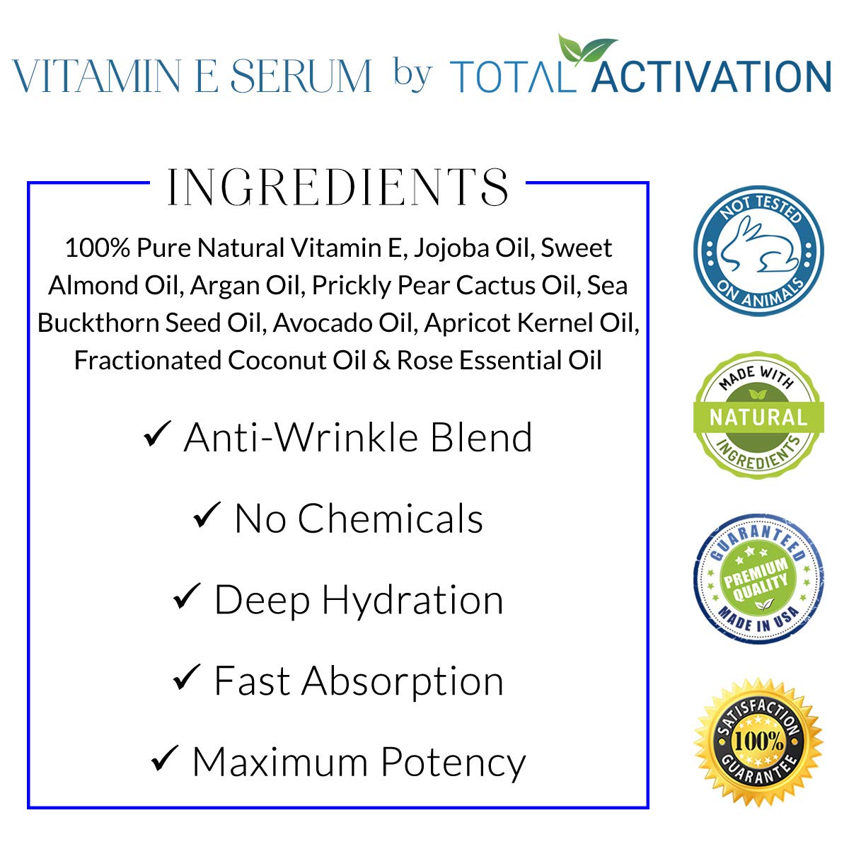 Total Activation Vitamin E Serum used as hair oil for shine