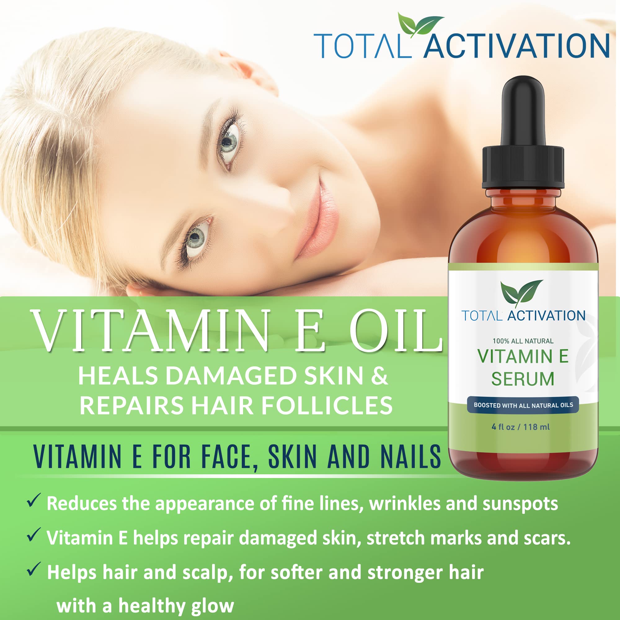 Texture close-up of Total Activation Vitamin E Serum showing light, non-greasy finish