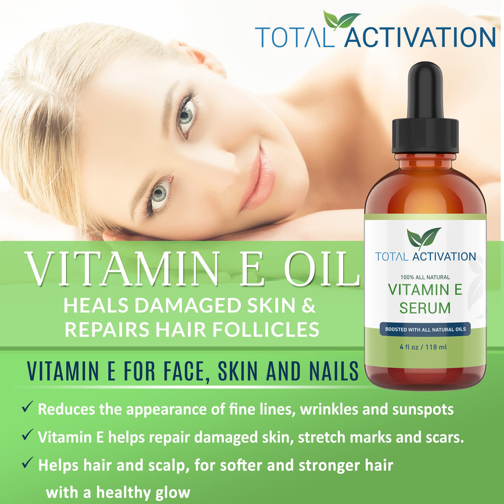 Texture close-up of Total Activation Vitamin E Serum showing light, non-greasy finish