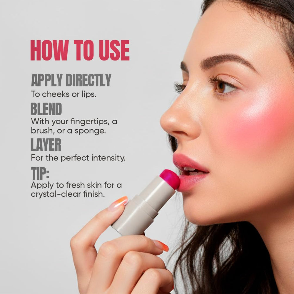 Totemica jelly tint lip application demonstrates a dewy, smooth glide.