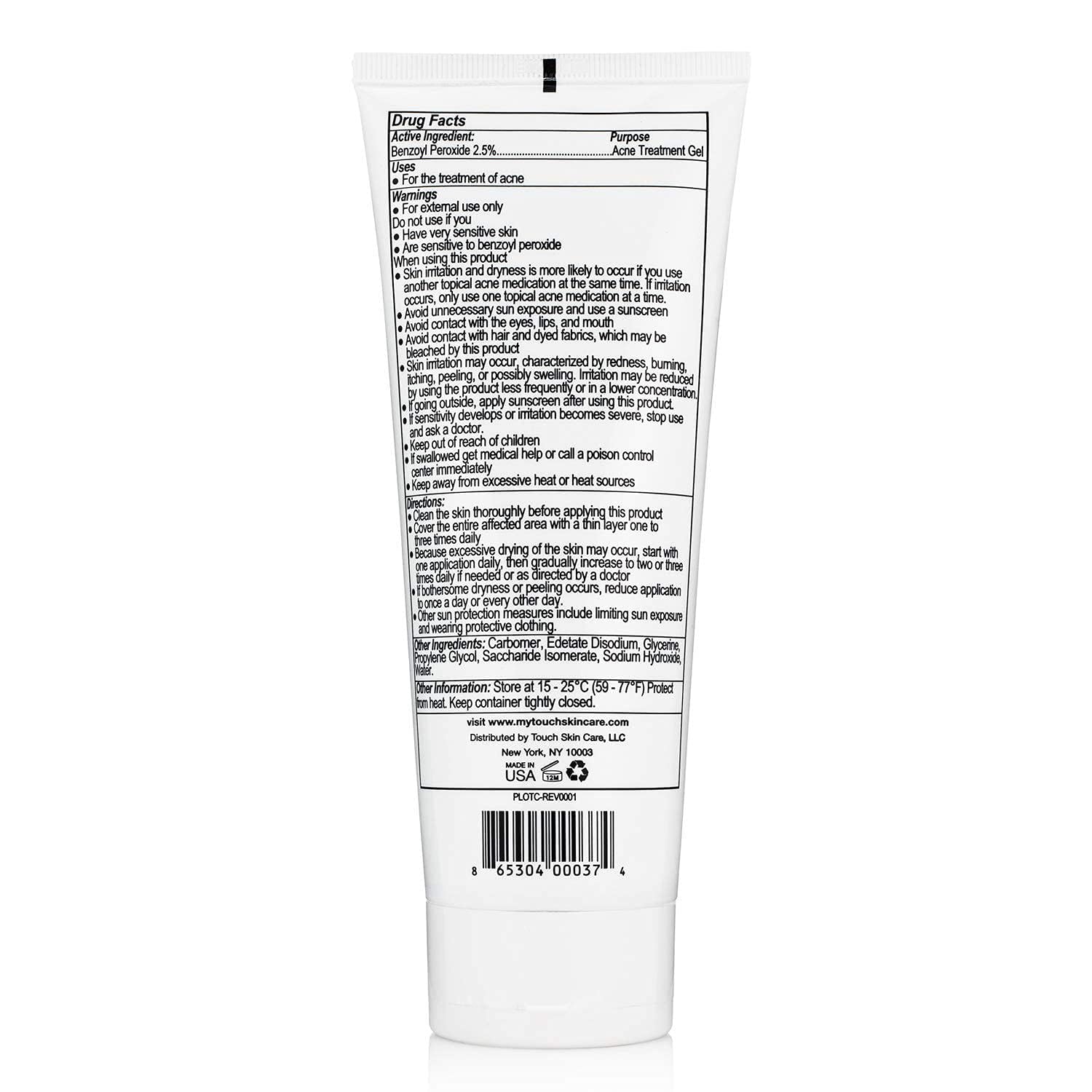 Touch Benzoyl Peroxide 2.5% gel for back acne on the body.