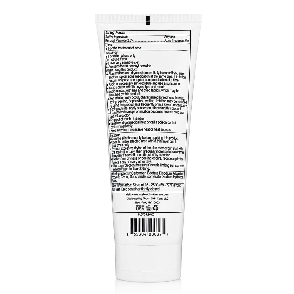 Touch Benzoyl Peroxide 2.5% gel for back acne on the body.