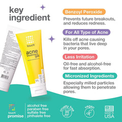 Touch Benzoyl Peroxide 2.5% gel on finger for spot treatment.