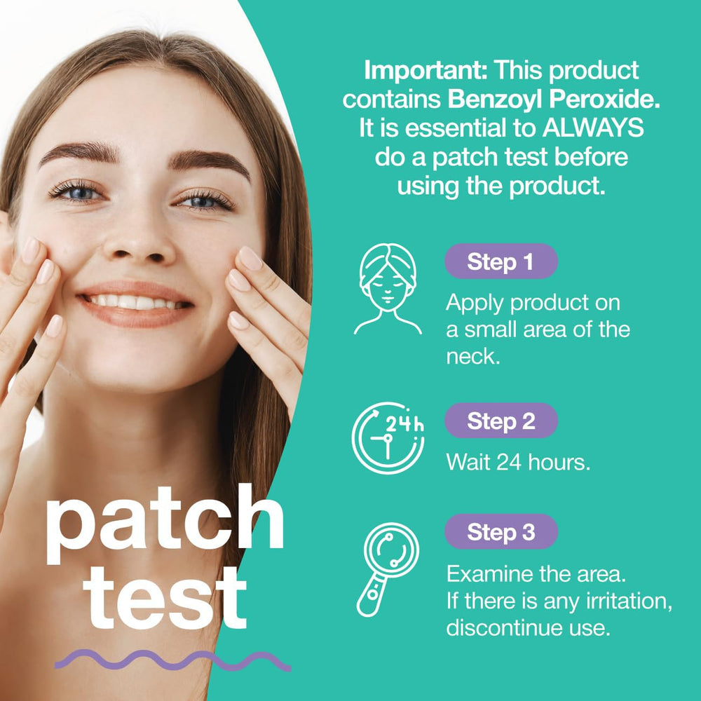 Touch Benzoyl Peroxide 2.5% gel worn under makeup for seamless wear.