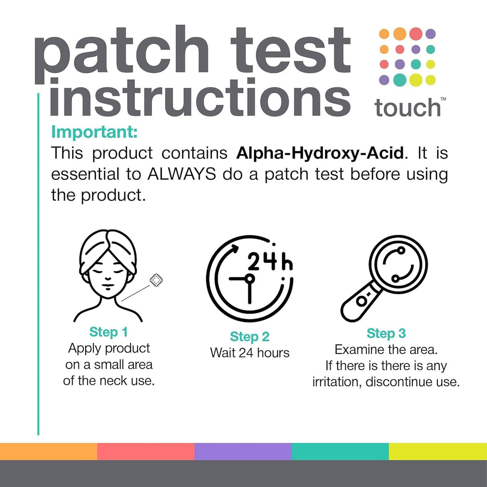 TOUCH Glycolic Acid Lotion Aloe Vera and Glycine Soja Oil close-up.