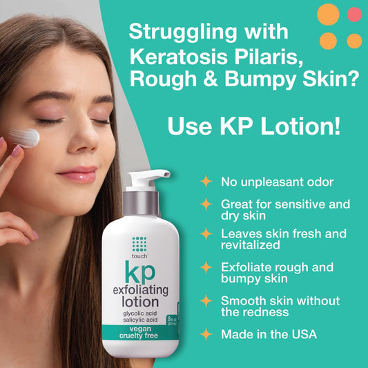 TOUCH Glycolic Acid Lotion pump-top allows easy, mess-free application.