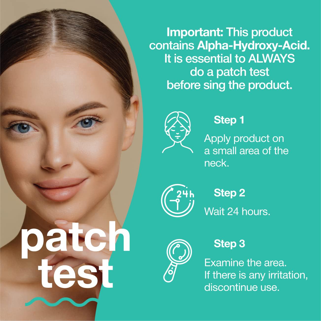 TOUCH Glycolic Lotion vegan and USA-made icons reinforce clean production.