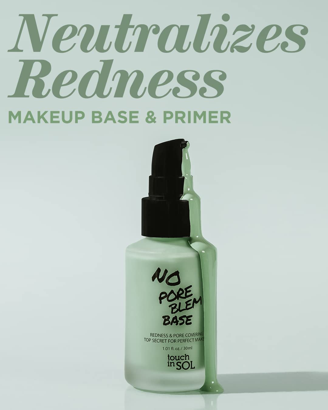 Closeup of texture on Touch In Sol redness correcting base primer reveals lightweight formula.