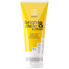 TOUCH Radiance Cream bottle pump closeup highlighting convenient daily use and brightening potential.