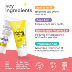 TOUCH Radiance Cream label reveals niacinamide and kojic-acid actives for even-toned skincare.