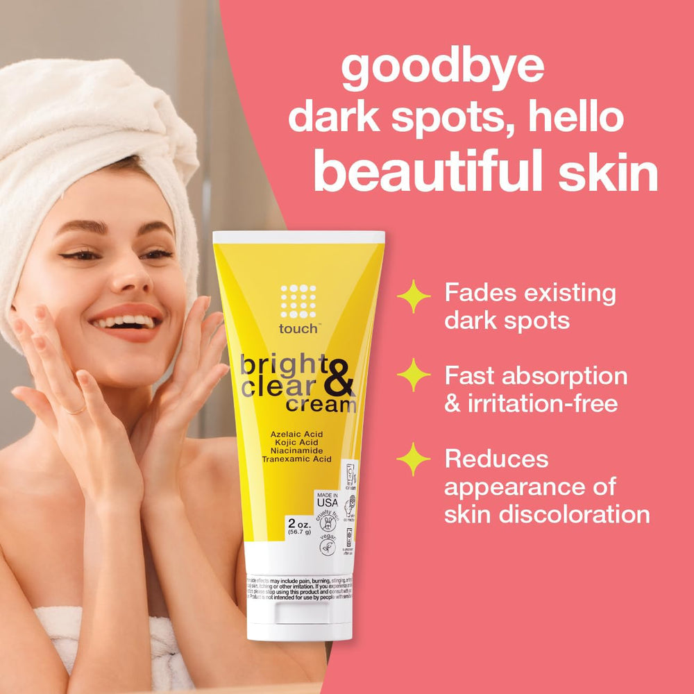 TOUCH Radiance Cream texture swirl on skin demonstrates fast-absorbing feel for routine.