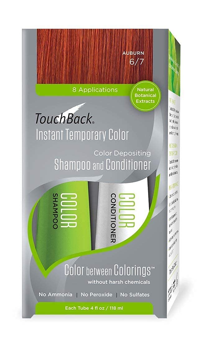 TouchBack Auburn Color Shampoo bottle displaying vibrant color refresh for hair.