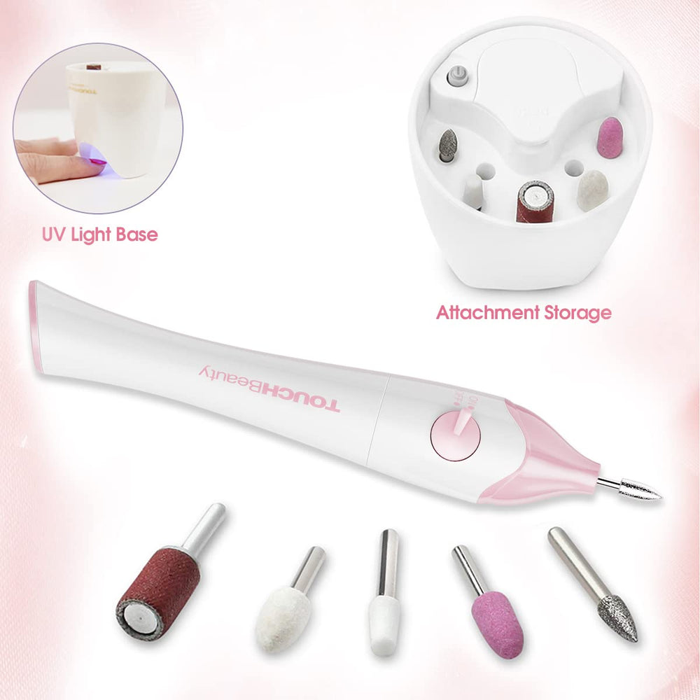 TOUCHBeauty battery-powered nail drill operates without cords for convenience.