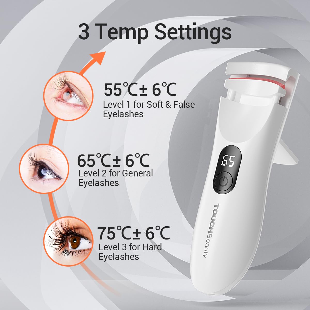 TOUCHBeauty heated eyelash curler LED display enables precise temperature control