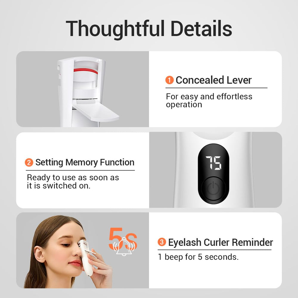TOUCHBeauty heated eyelash curler memory function recalls last temperature