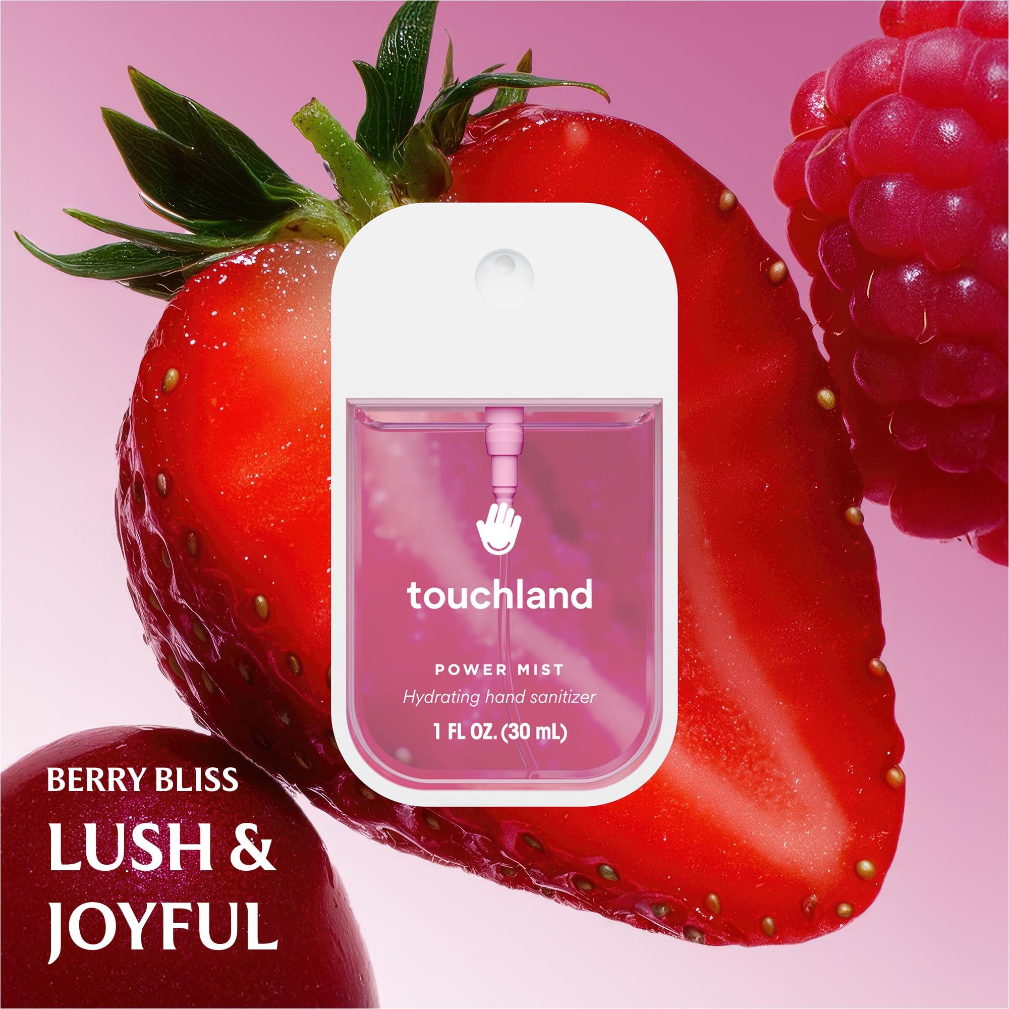 Touchland Fruity Crush Peachy Lychee body mist cap close-up spritz-ready