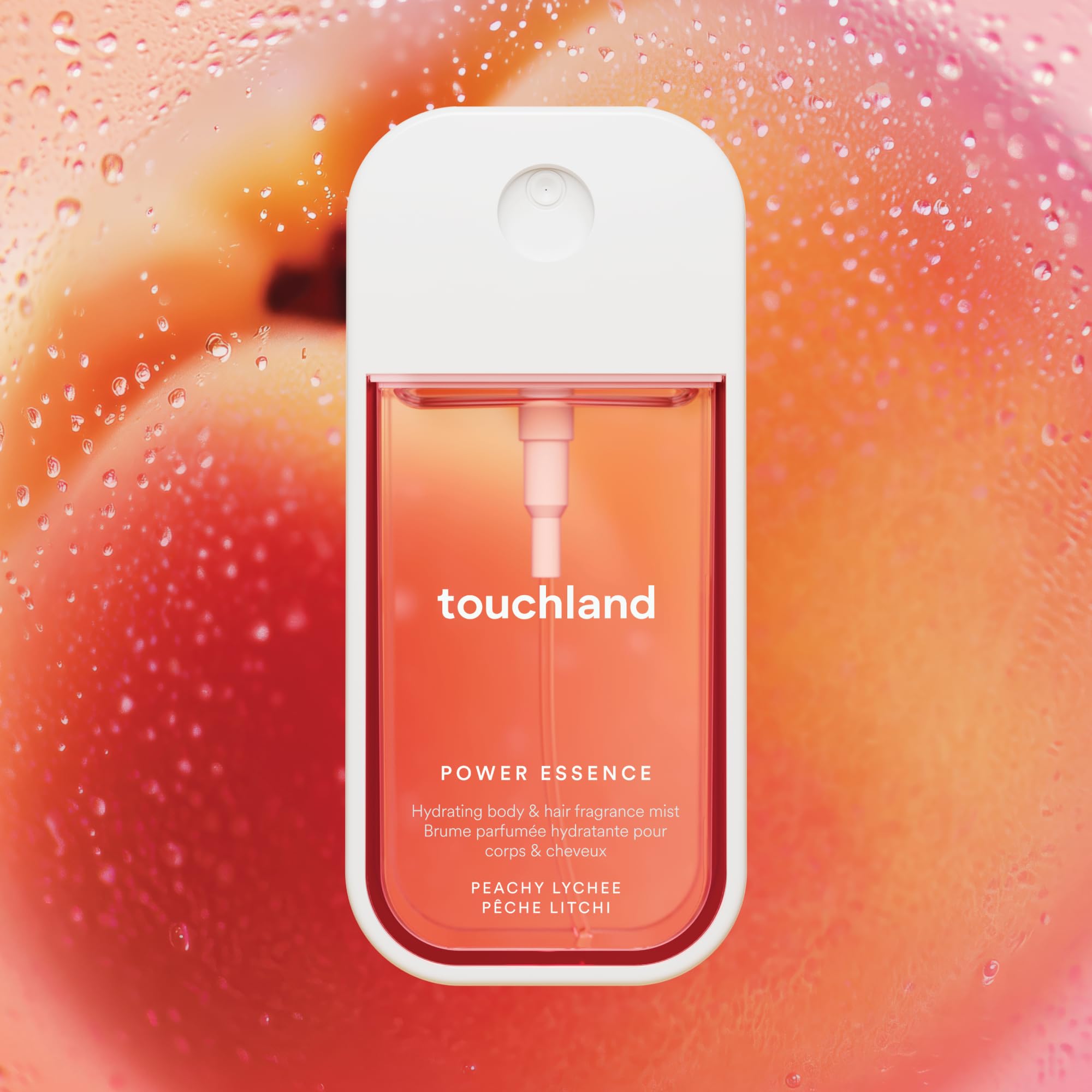 Touchland Peachy Lychee Mist capless design enables easy on-the-go spritz