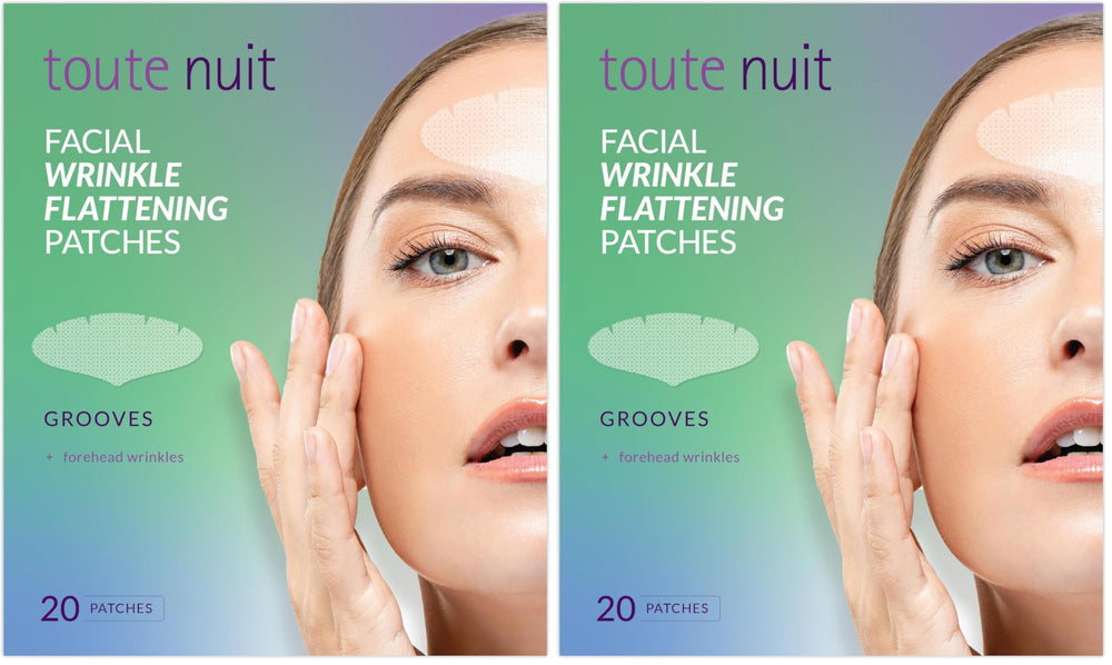 Toute Nuit Wrinkle Patches grooves for forehead provide wide coverage to smooth lines overnight.