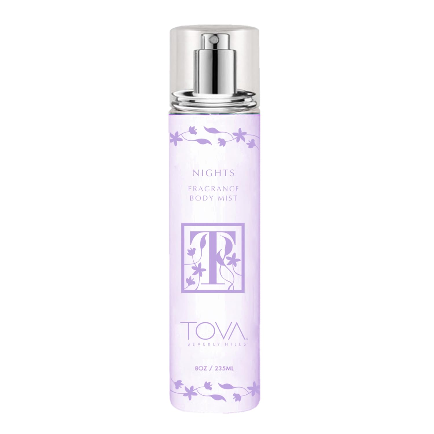 TOVA Nights bottle front view, refined packaging for an evening fragrance concept.