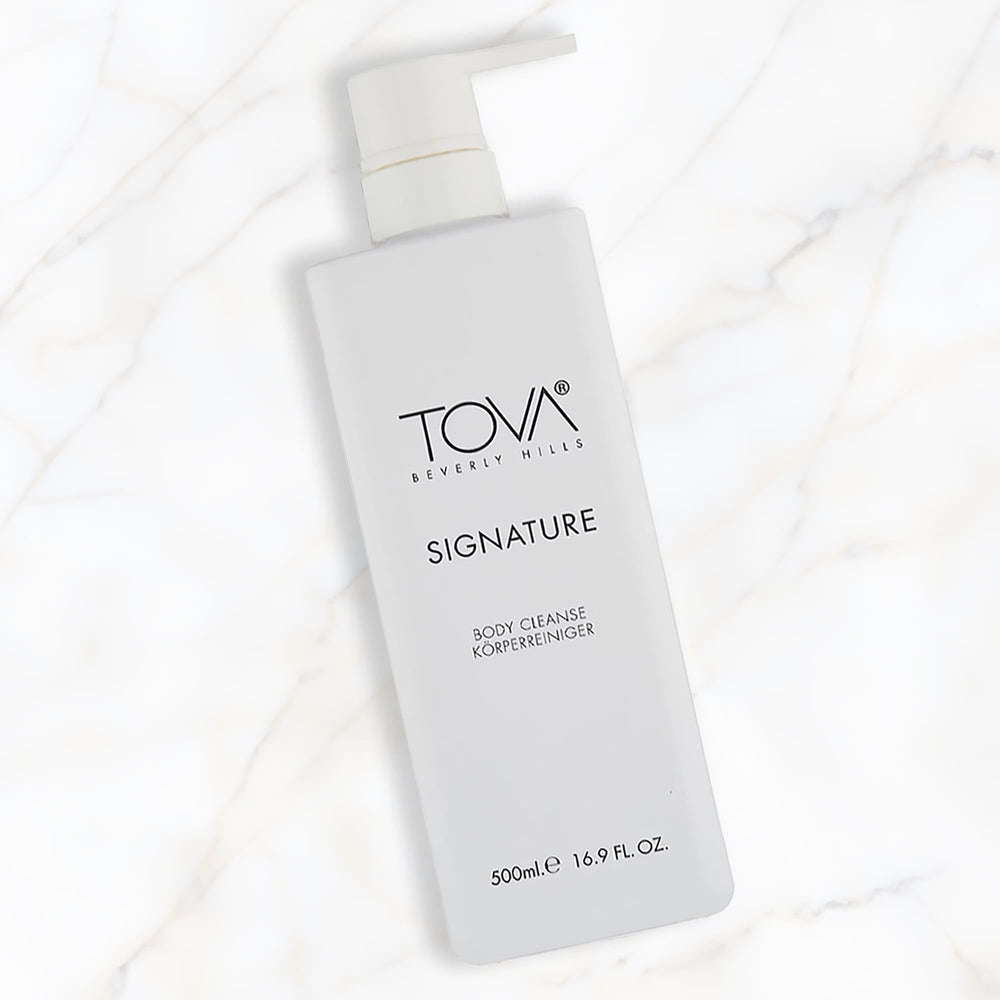 Fragrance swirl highlights Tova Signature notes, offering a refreshing floral scent.