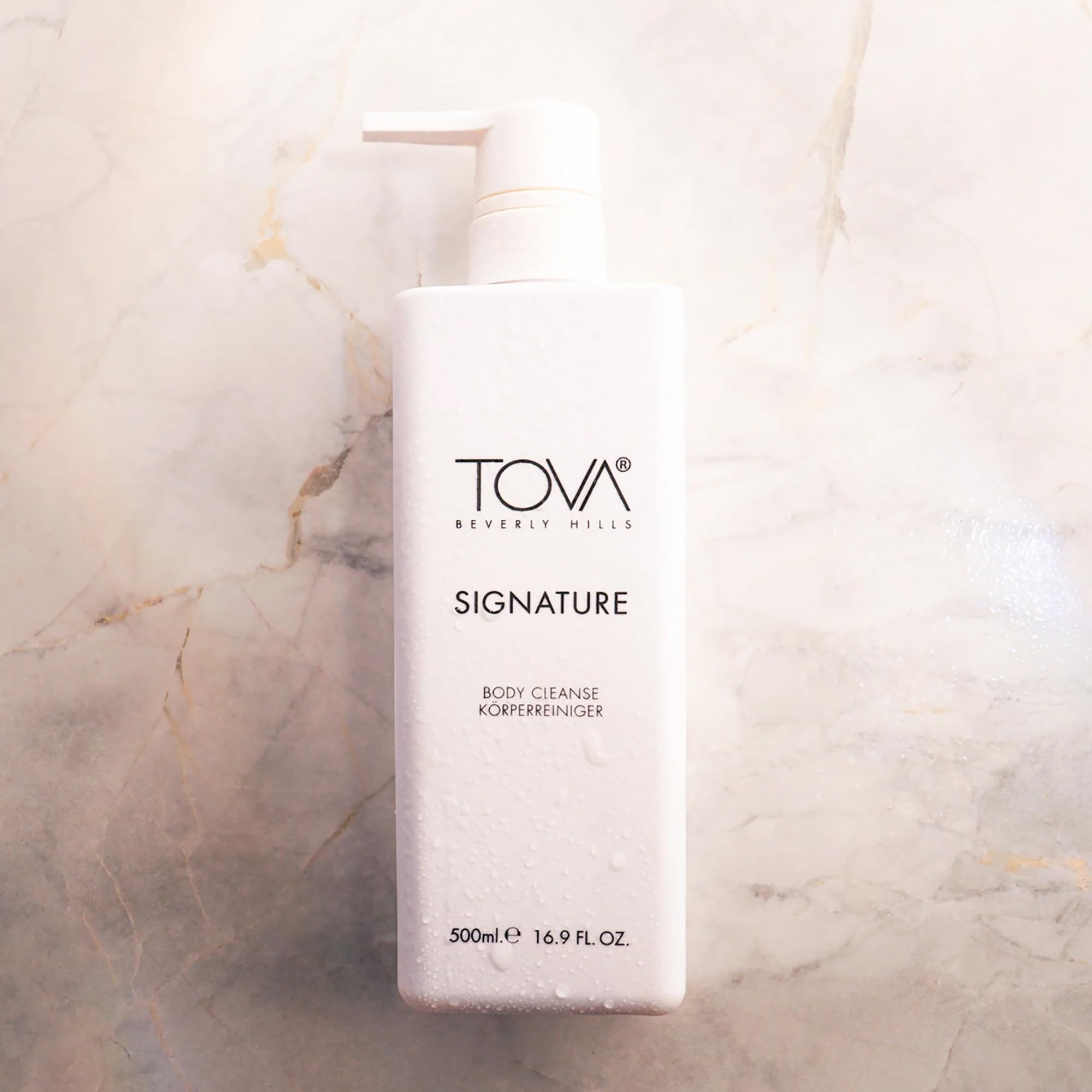 Tova Signature Body Cleanse lush lather demonstrates rich foam for moisturized skin.