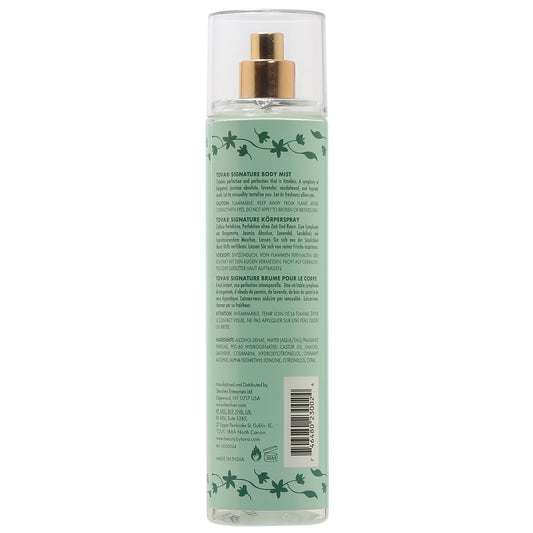 Tova Signature bottle spray action capturing mist for on-the-go refreshment.