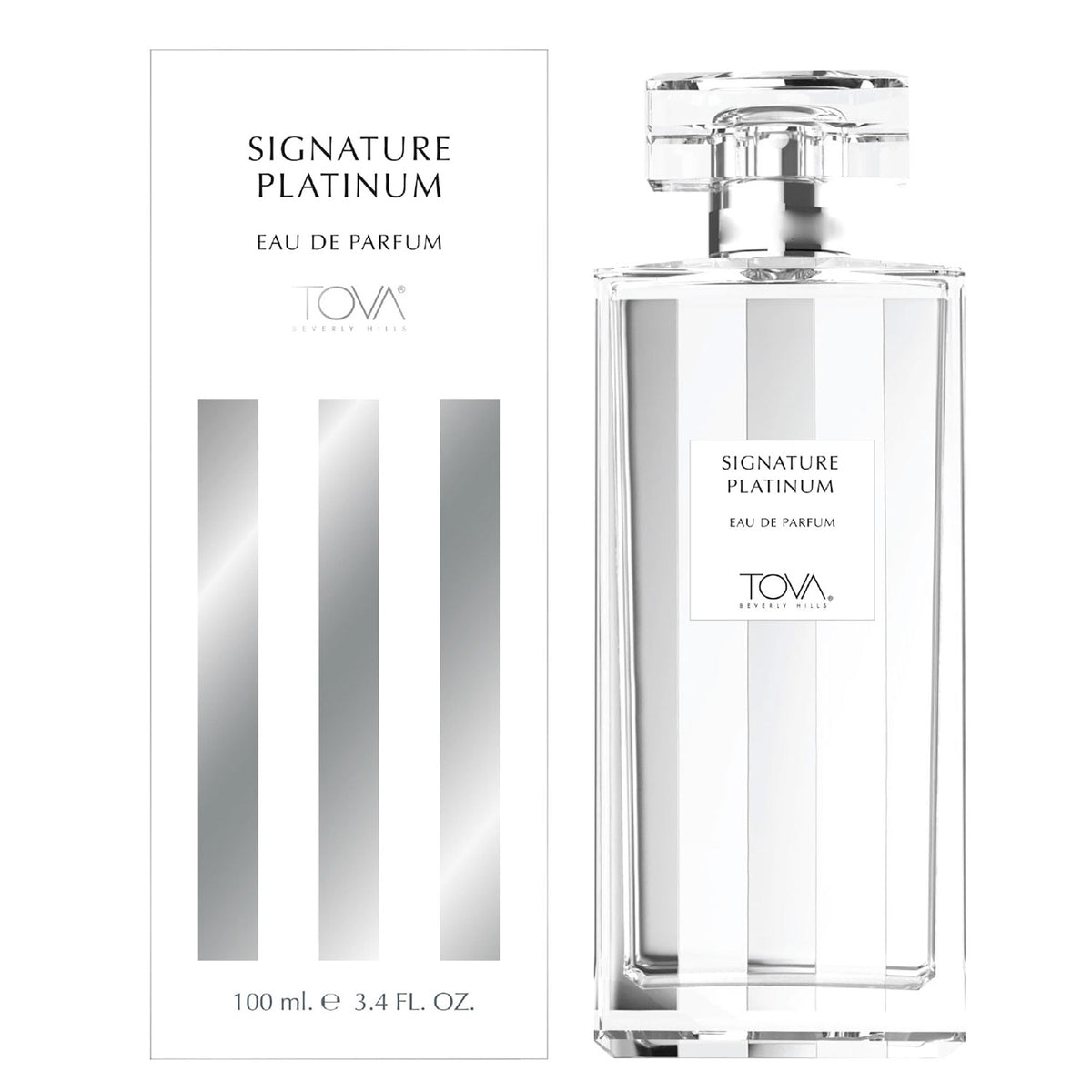 Tova Signature Platinum bottle front signals elegance and a lasting, confident impression.