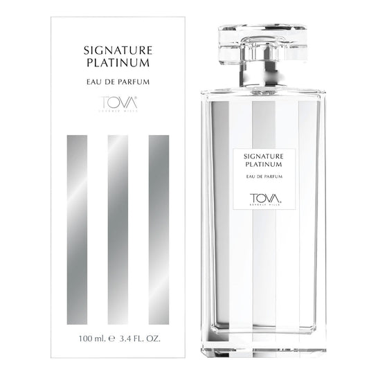 Tova Signature Platinum bottle front signals elegance and a lasting, confident impression.