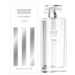 Tova Signature Platinum bottle front signals elegance and a lasting, confident impression.