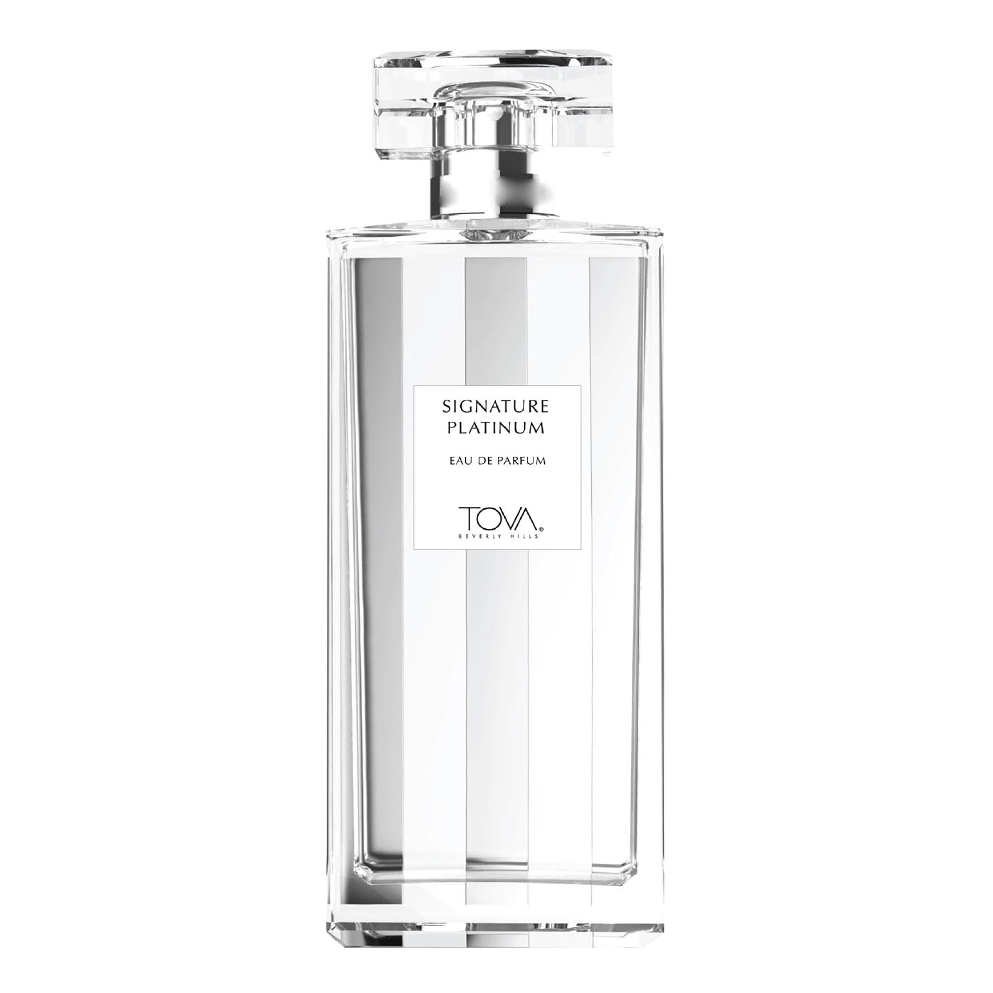 Tova Signature Platinum etched label emphasizes authenticity and a refined scent journey.