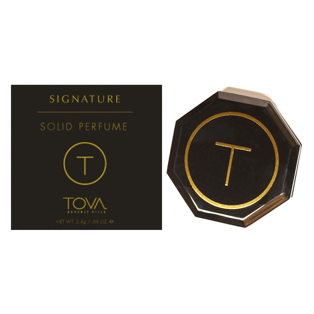 TOVA Signature Solid Perfume Compact close-up, sleek on-the-go fragrance for instant scent touch-ups.