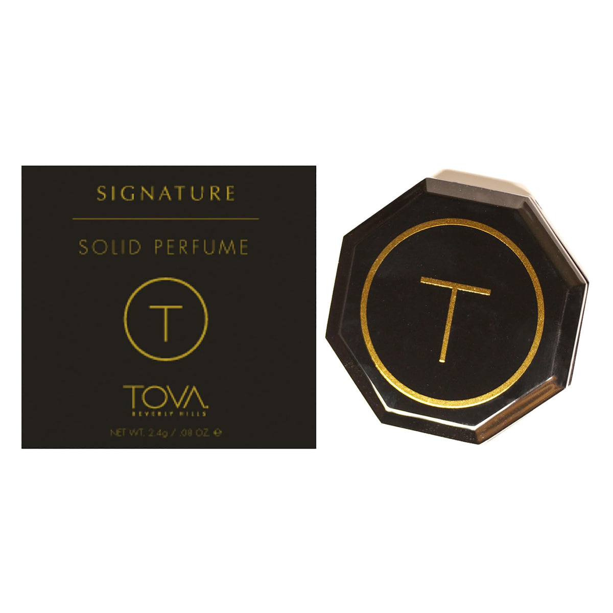 TOVA Signature Solid Perfume Compact close-up, sleek on-the-go fragrance for instant scent touch-ups.