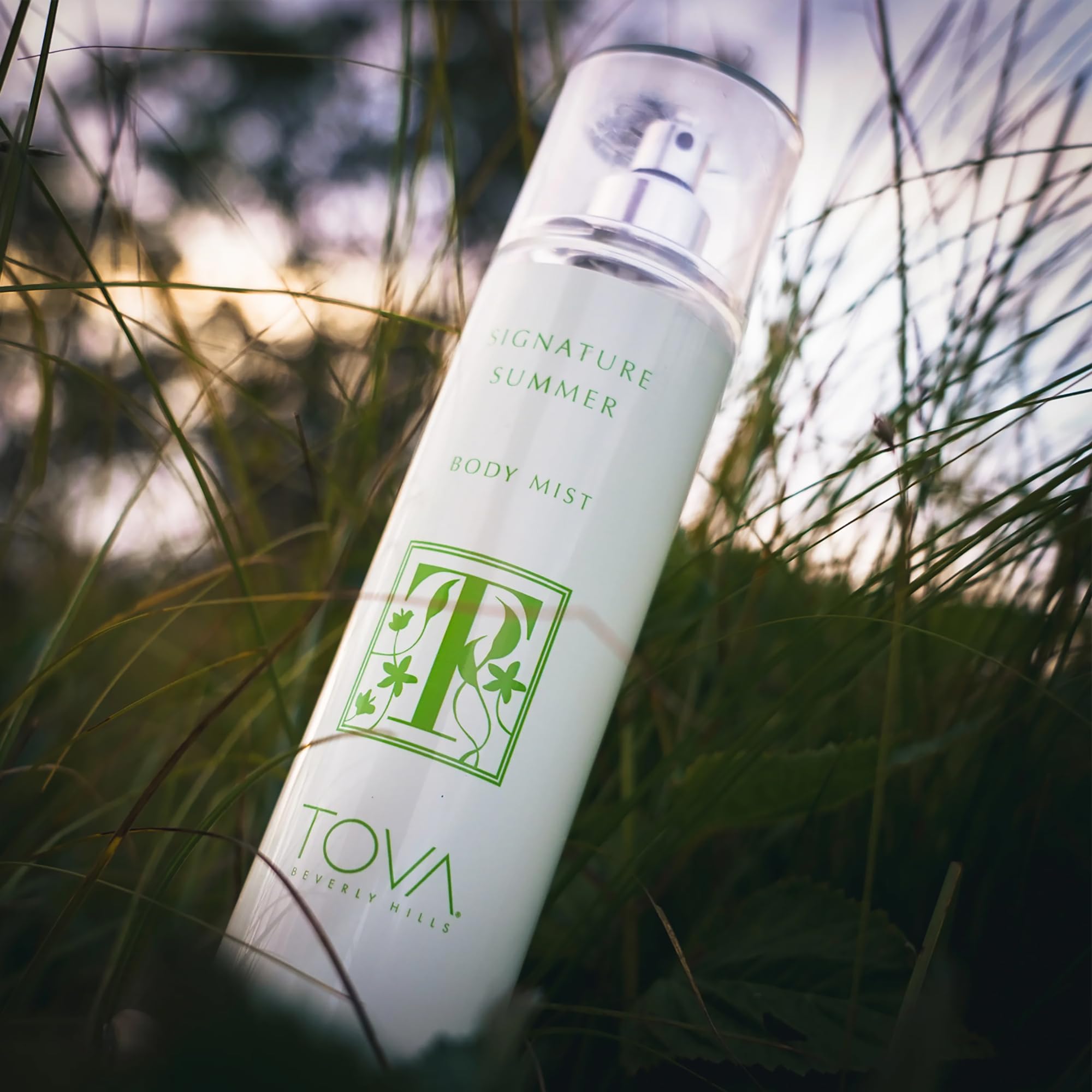 Close-up of the spray nozzle on the Tova body mist for easy application