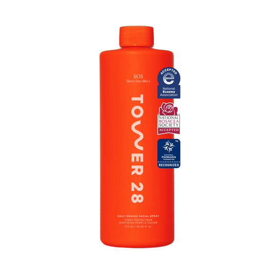Tower 28 Jumbo SOS Recovery Face Cream bottle front promotes deep hydration and barrier support.
