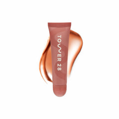Tower 28 LipSoftie Dulce De Leche swatch for hydrated, glossy lips