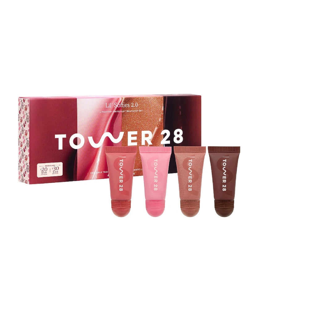 Tower 28 LipSoftie Watermelon Kiwi mini balm provides a hydrating, wearable tint.