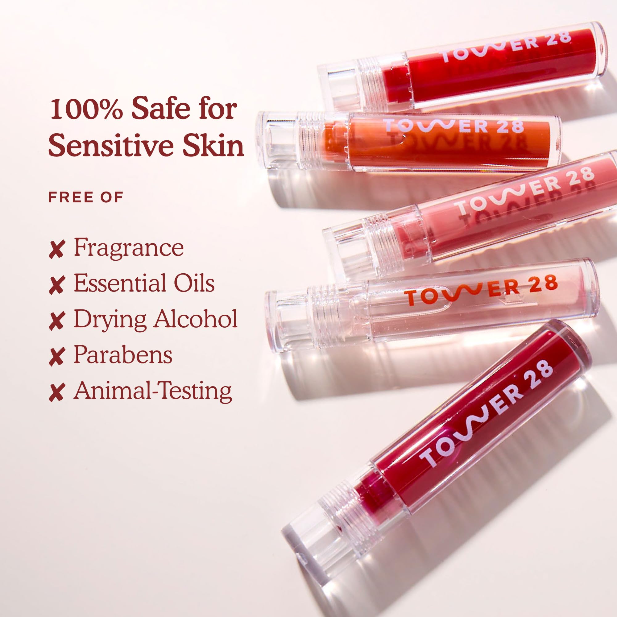Tower 28 ShineOn Clear Lip Gloss Jelly applied for a smooth, high-shine look.