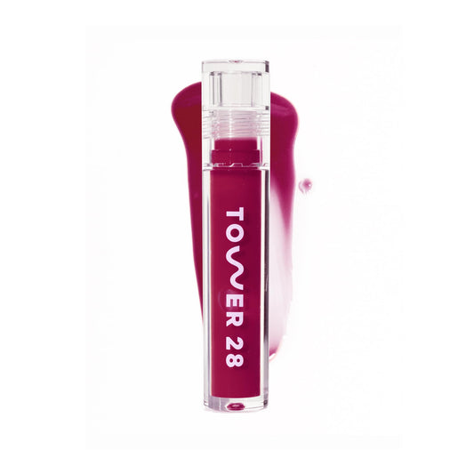 Tower 28 ShineOn Lip Jelly milky rose swatch for smooth hydration