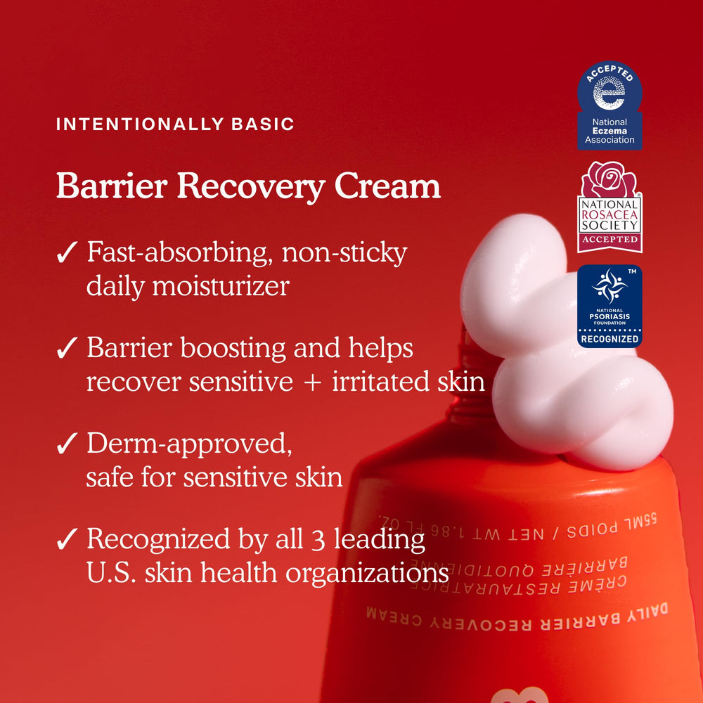  Tower 28 SOS Recovery Face Cream quick absorption on cheek for everyday use