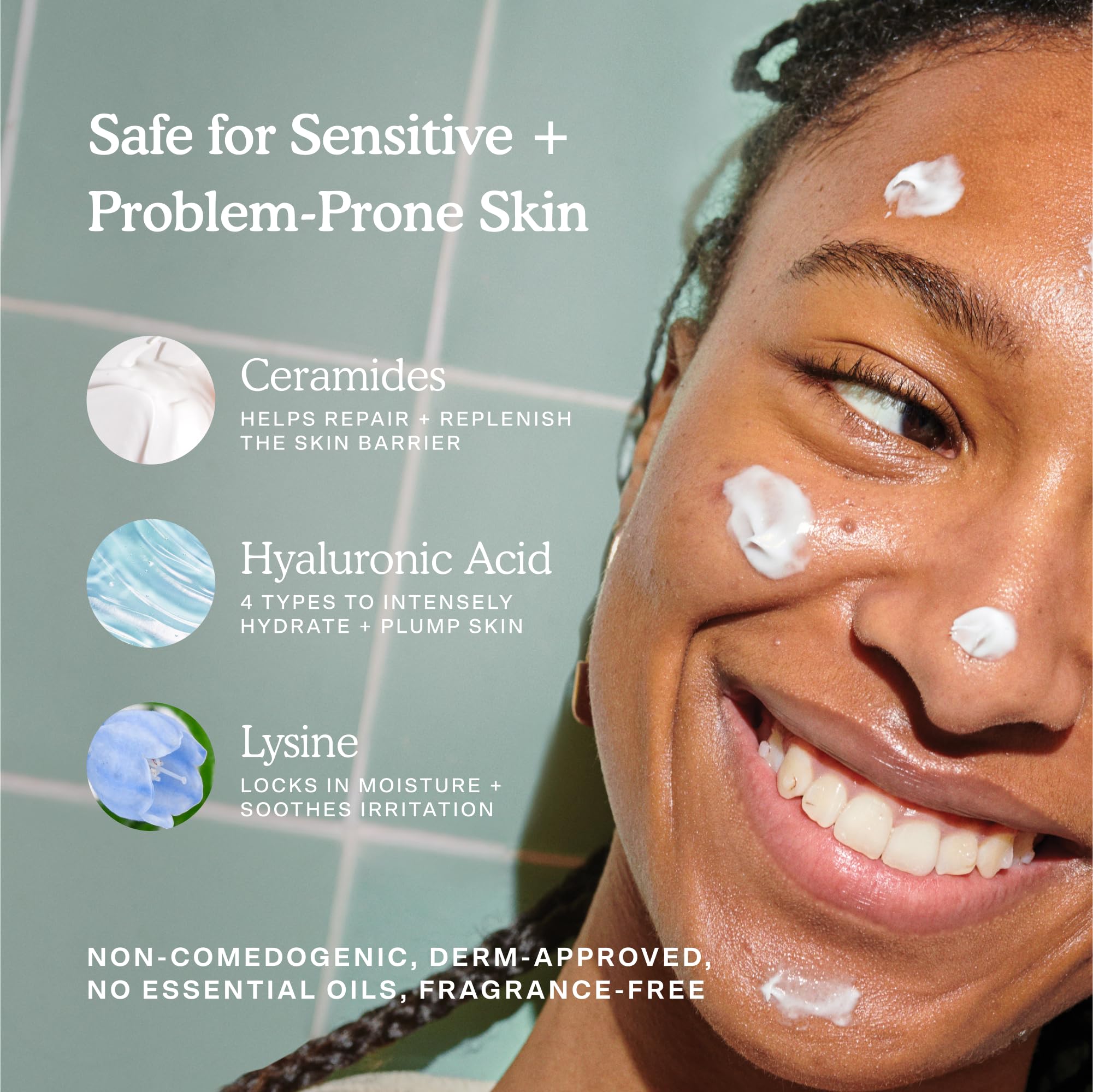 Tower 28 SOS Recovery Face Cream applied to neck for hydration