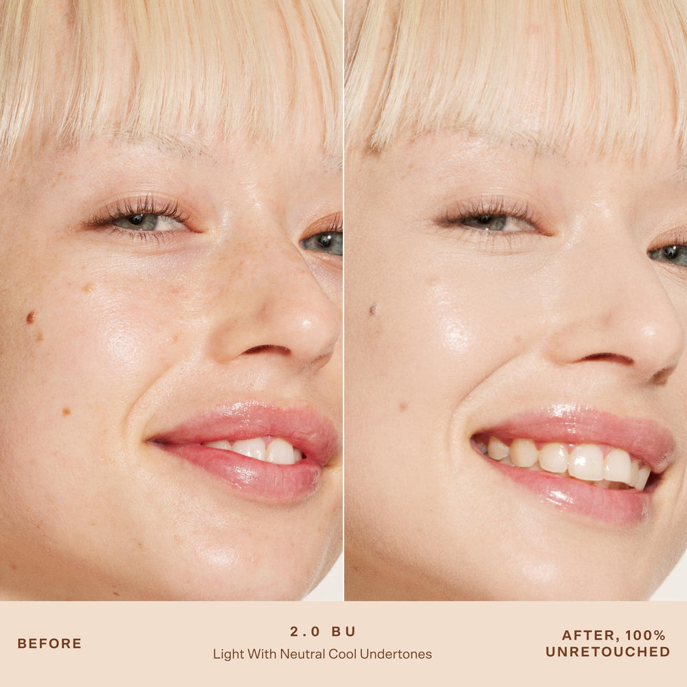 Tower 28 Swipe Serum Concealer swirled on skin demonstrates medium-to-full coverage without cakiness.